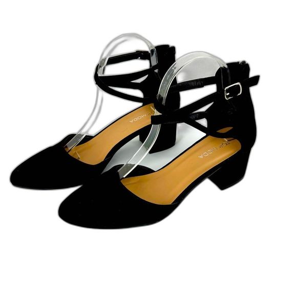 Moda Shoes - Top Moda Size 9 Black Chunky Heel, Adjustable Ankle Strap, Zip Back, Closed Toe